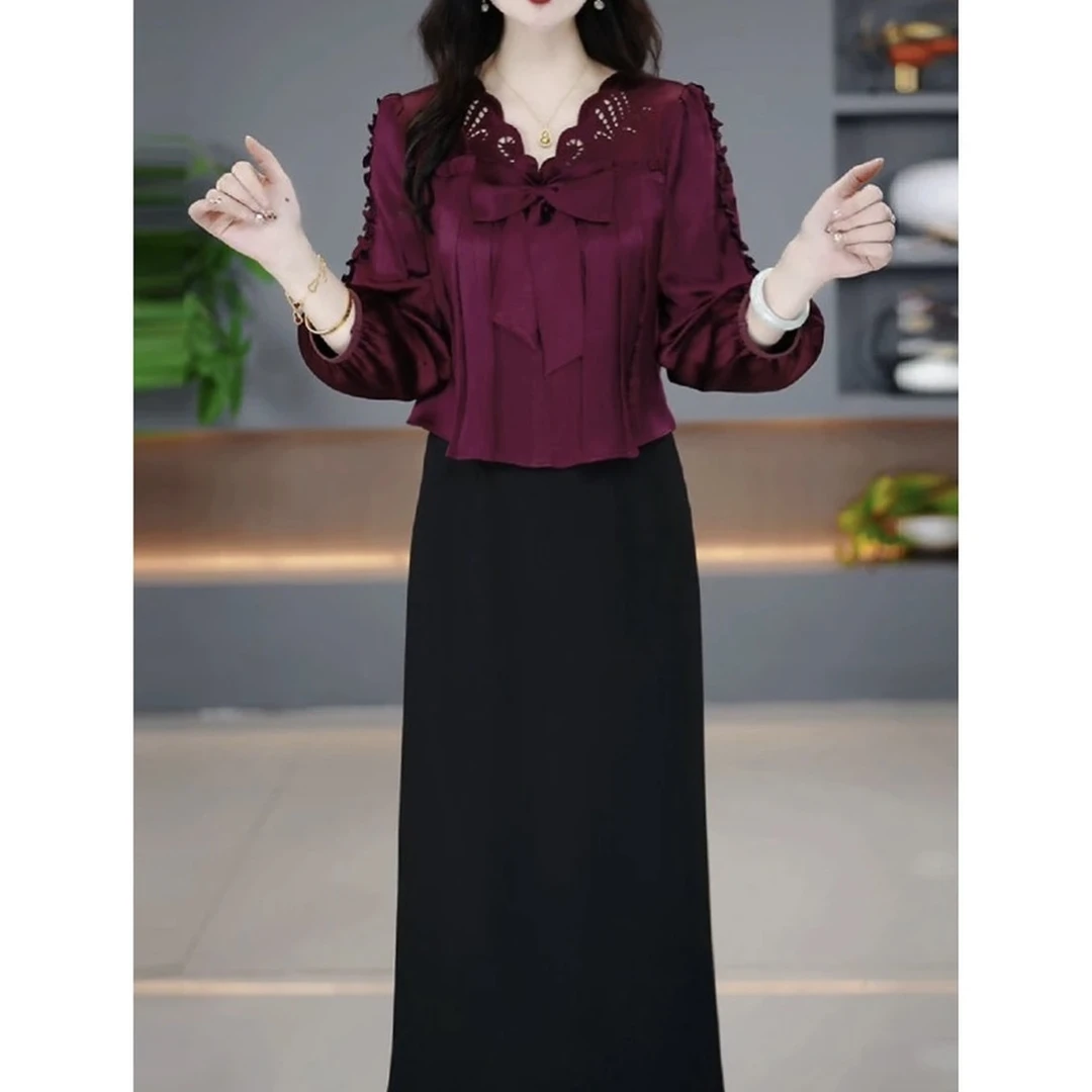 初秋新款连衣裙2025新款显瘦修身收腰韩版气质遮肚裙子