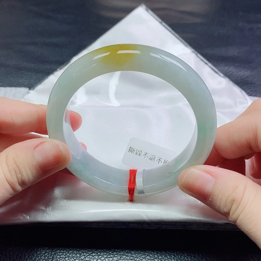翡翠手镯未镶嵌正装轮胎双彩