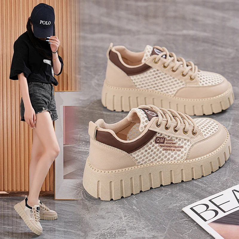 2025夏季新款透气网面休闲鞋女ins软底轻便透气百搭防滑镂空鞋