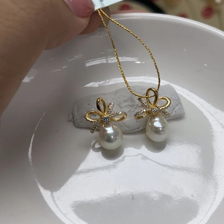 耳饰银S925镶嵌海水珍珠AK7-8mm10号