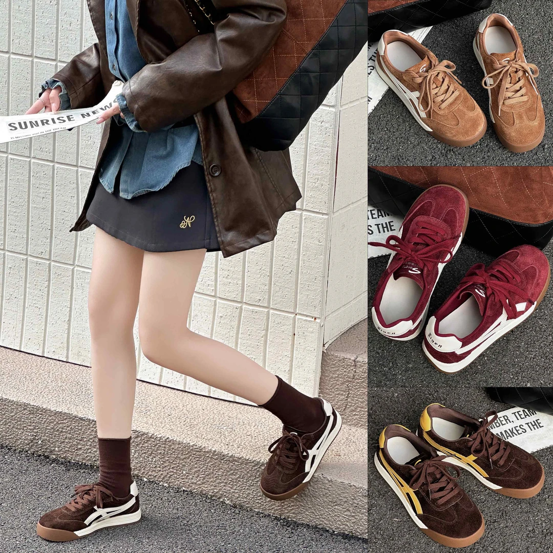 716秋冬真皮平底德训鞋潮流时尚厚底休闲鞋舒适百搭