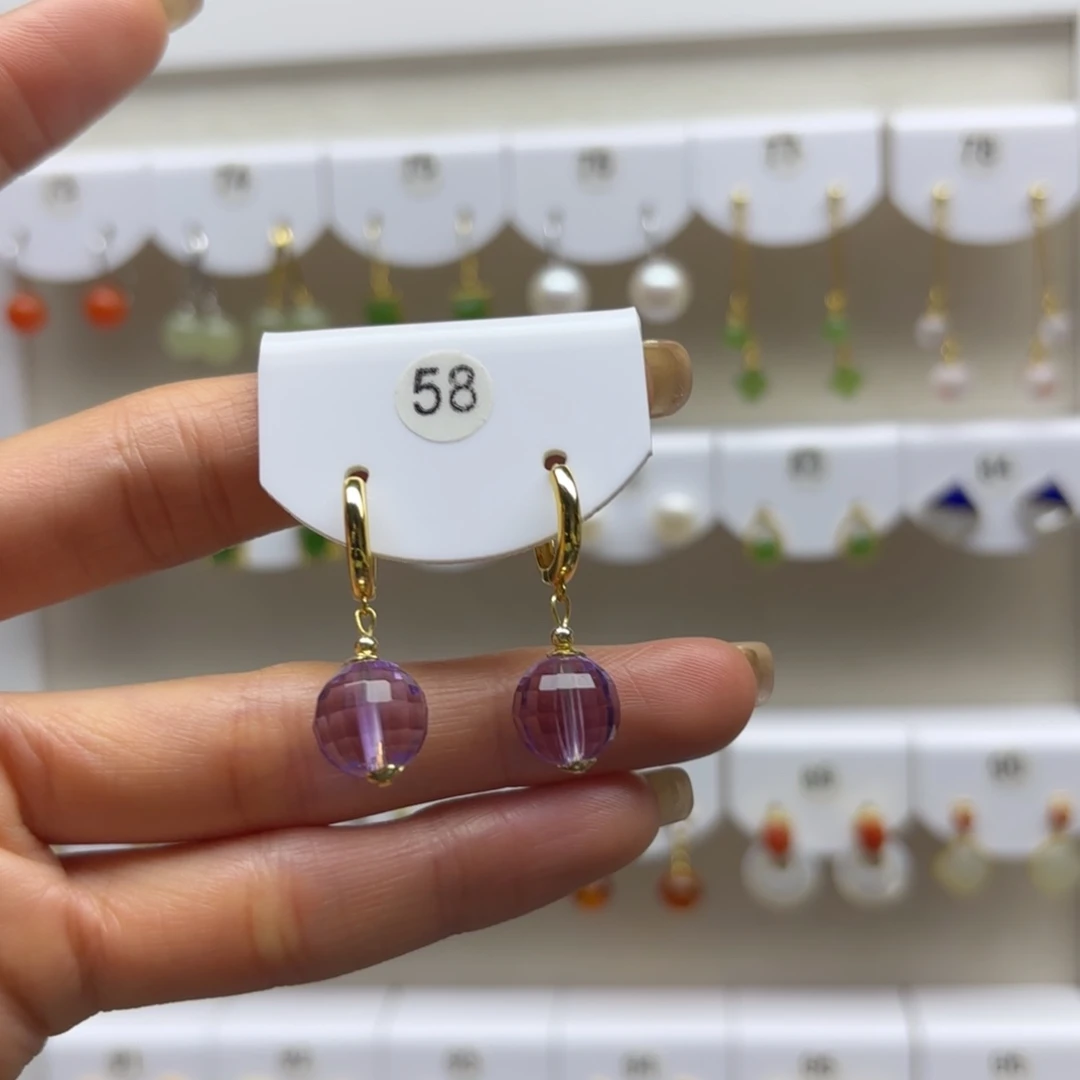 紫晶耳饰银S925镶嵌