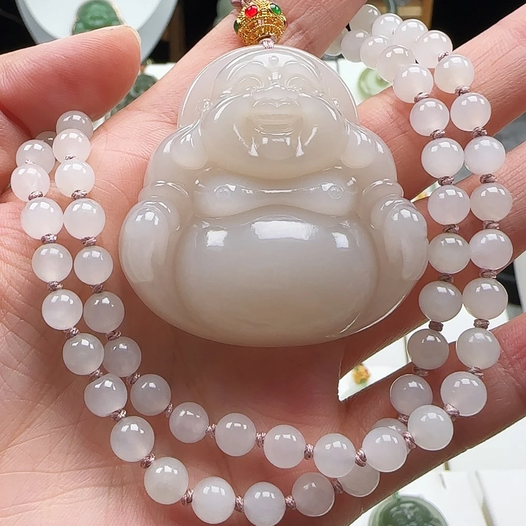 和田玉足金镶嵌颈饰48