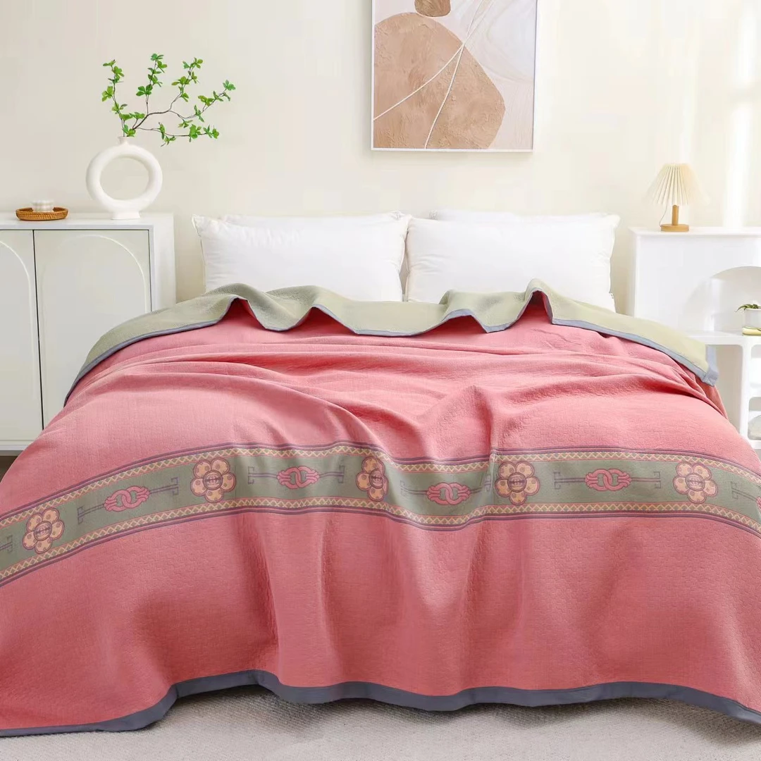 【马吉拉粉】轻奢精梳棉纱布床盖2.4/2.5