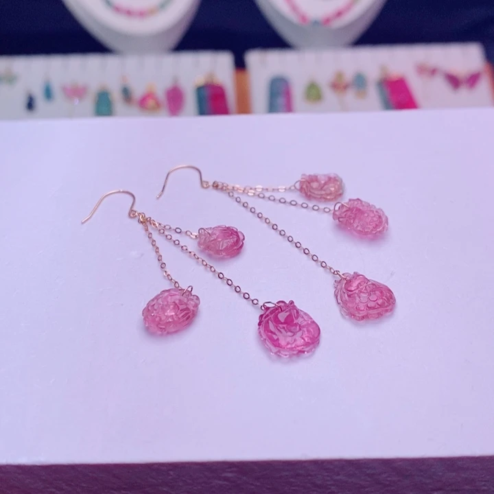 18K金镶嵌碧玺耳饰m