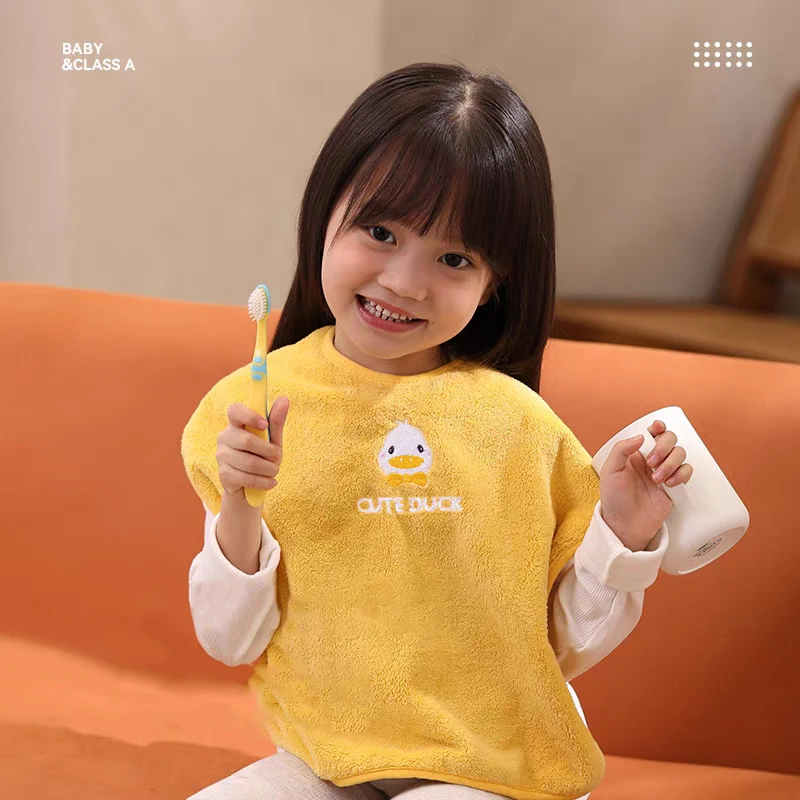 儿童洗漱巾吃饭围兜防水口水巾宝宝围嘴秋冬洗脸毛巾不湿衣大围嘴