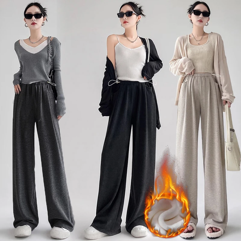 2025秋冬新款孕妇裤子侧边抽绳糯米窄版裤阔腿裤孕前孕后可穿长裤