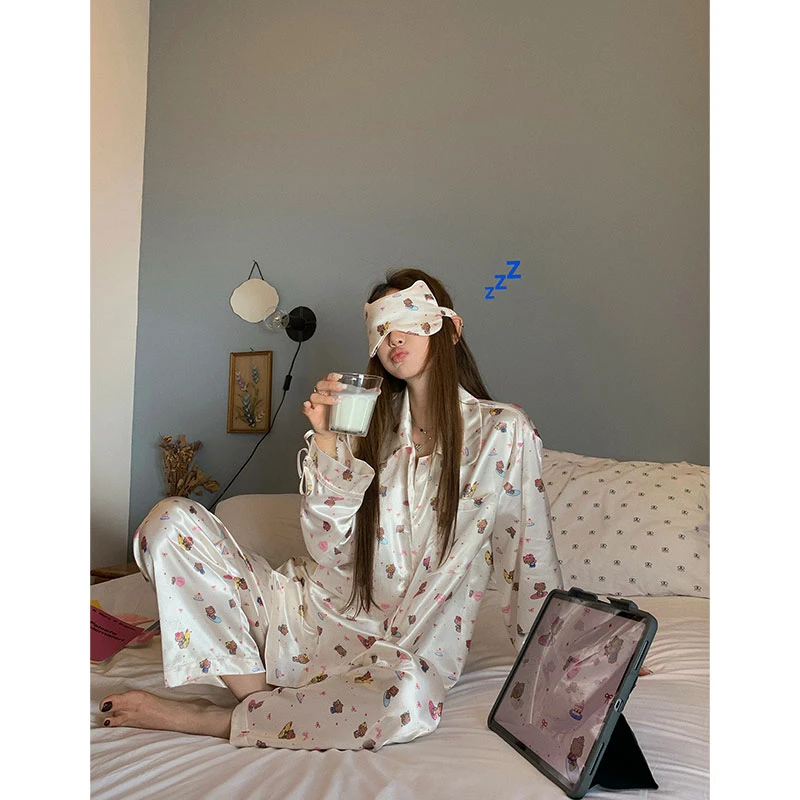 chic网红甜美风减龄懒惰感套装女夏季新款印花睡衣套装夏季家居服