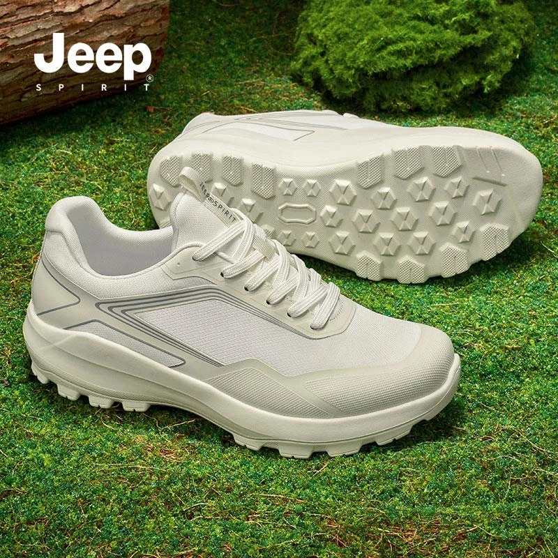 JEEPSPIRIT纯色圆头中年网面鞋爸爸鞋男低帮缓震休闲男子防水舒适