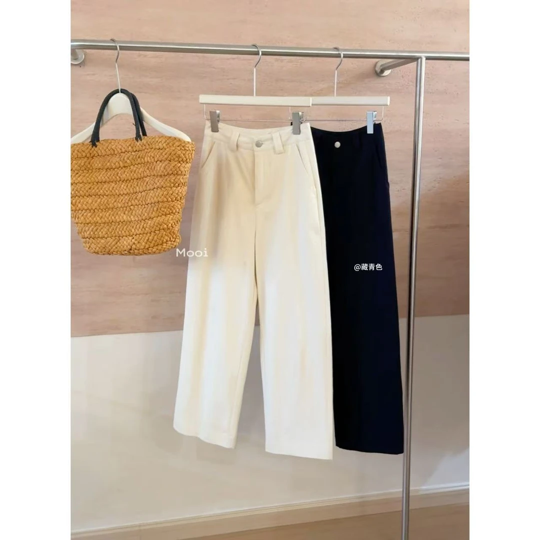 【mooi】'腿精秘籍'春夏新款韩版森女系ins风小众设计感休闲裤