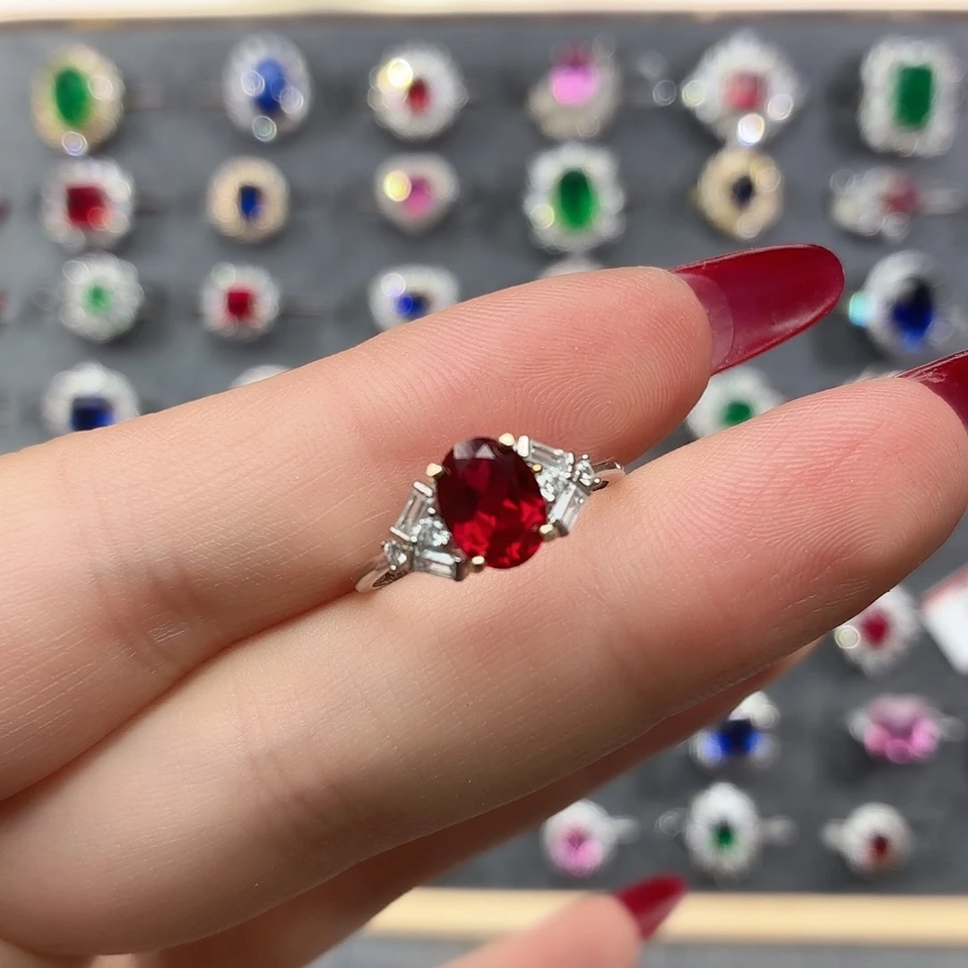 925银培育鸽血红色宝石