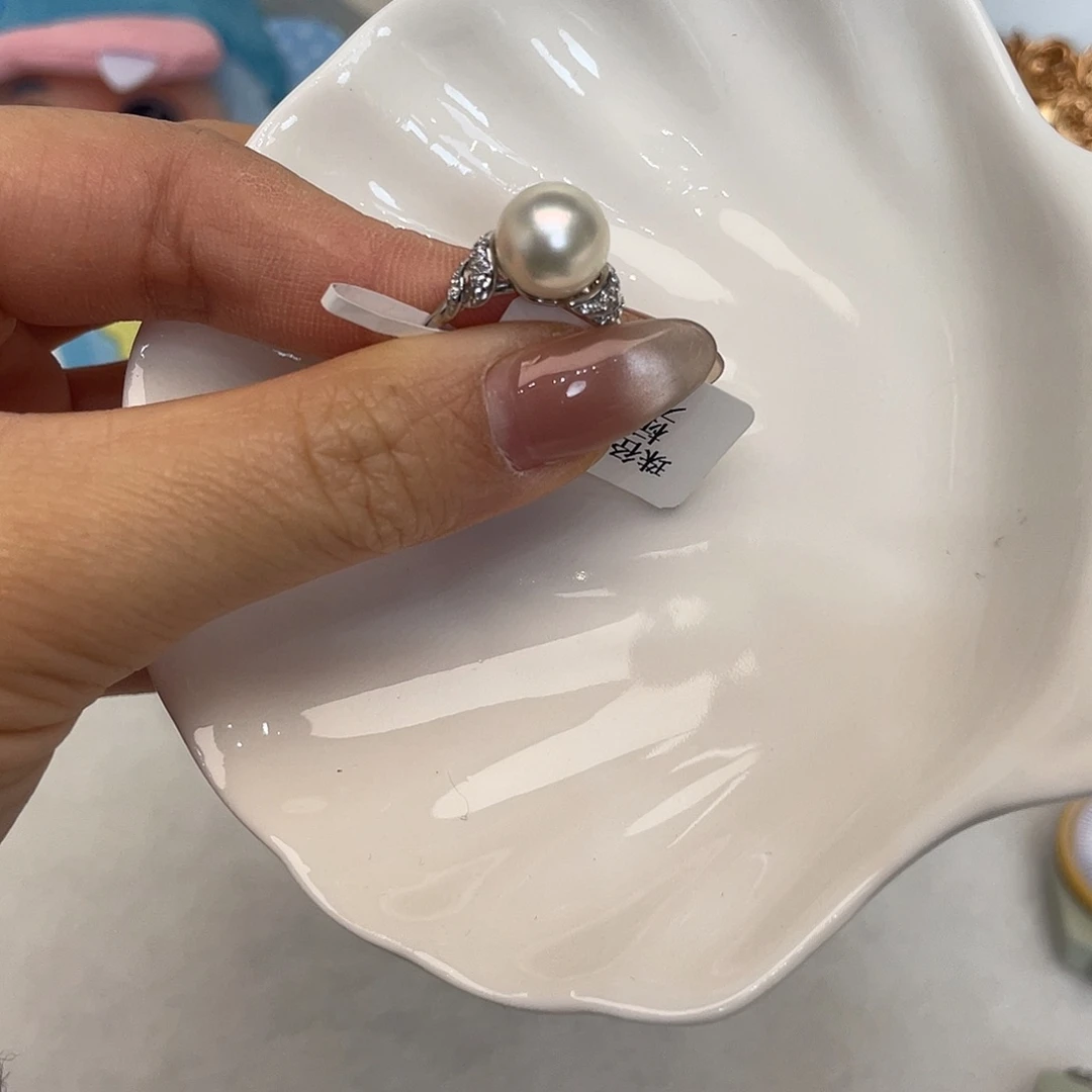 戒指银S925镶嵌海水珍珠
