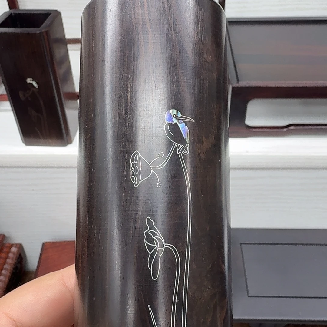木紫光檀整木圆笔筒