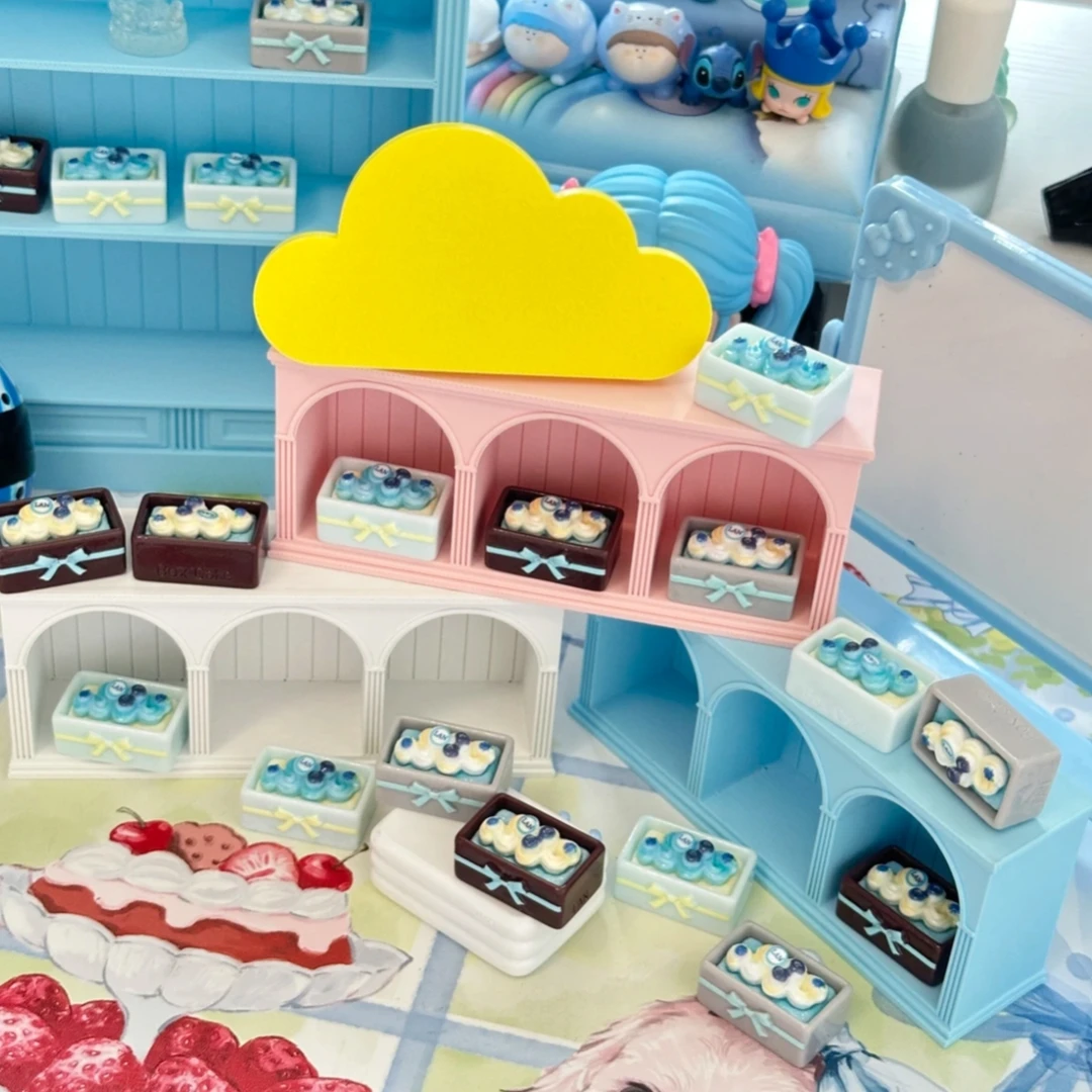 啾啾蓝定制盒子蛋糕琉璃花盏蝴蝶标本蓝色系列DIY树脂食玩配件