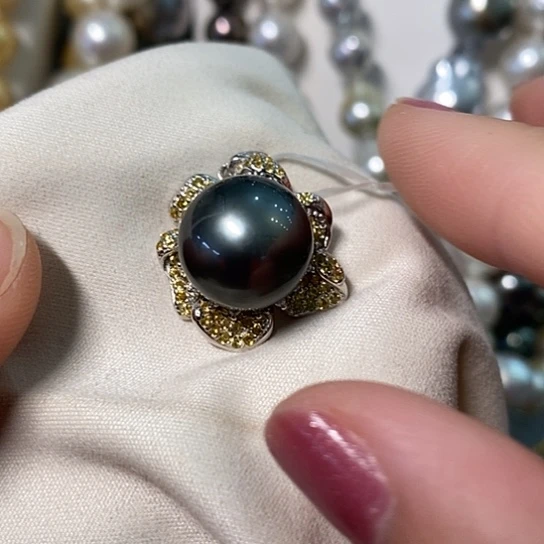 海水珍珠颈饰银S925镶嵌12.8