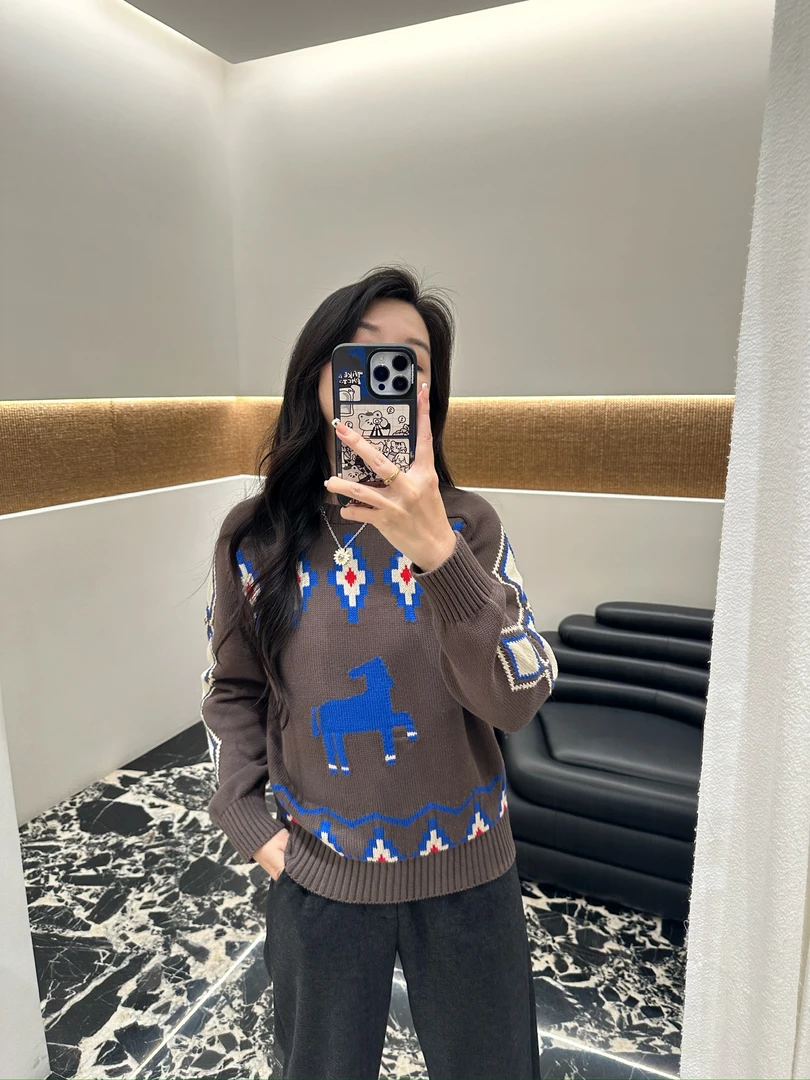 Short Sentence短句设计师品牌 小马提花圆领针织上衣