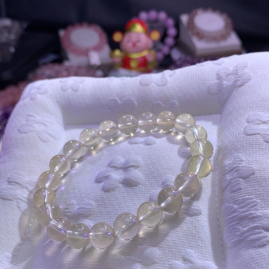 水晶手串银S925镶嵌柠檬黄水晶 9+