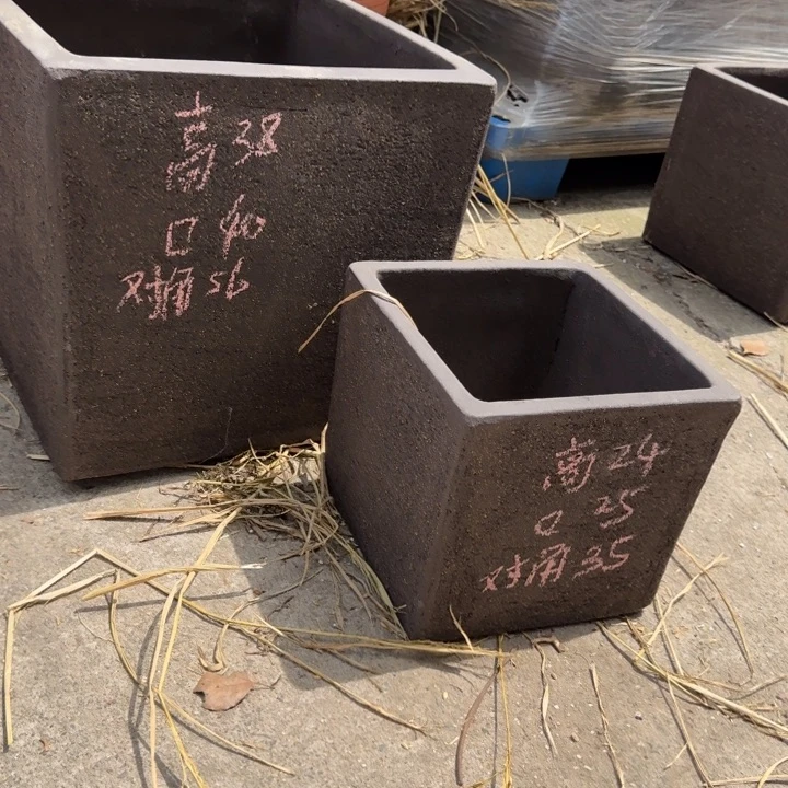 紫砂花盆口40高38宜兴粗陶
