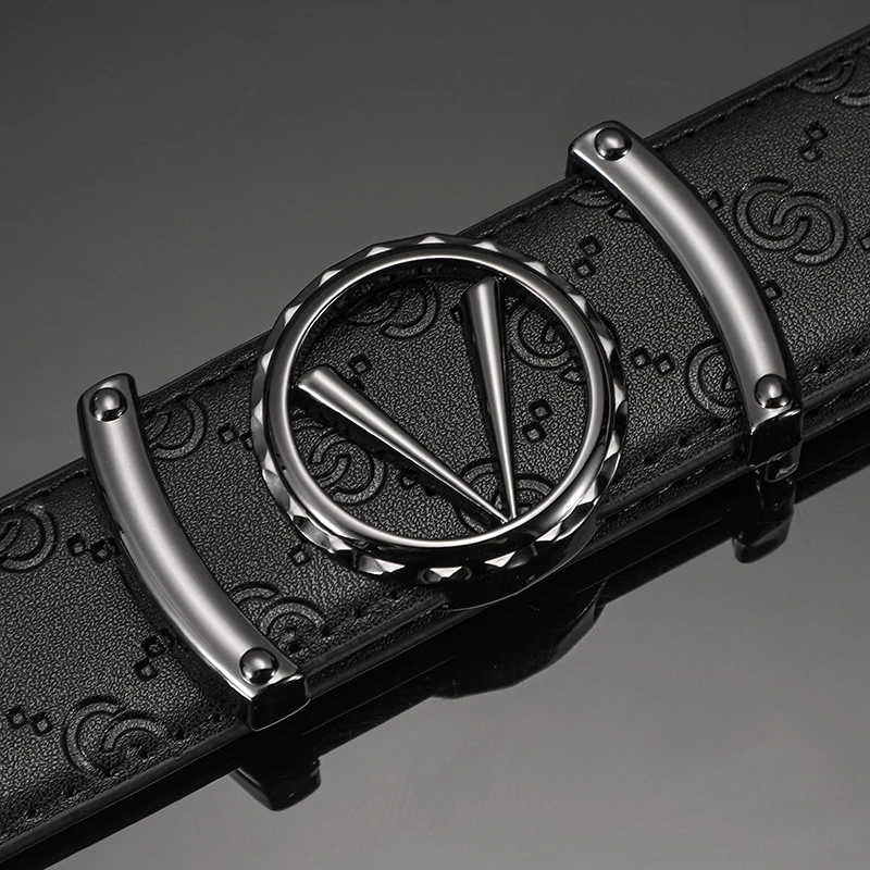 网络热卖新款鳄鱼纹皮带男士头层牛皮字母扣中青年休闲裤腰带代发