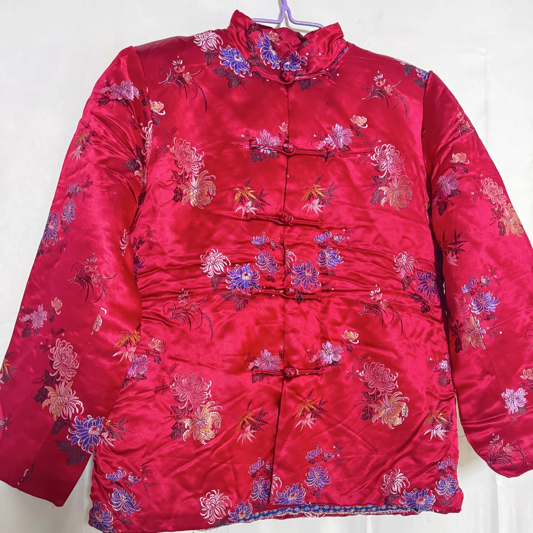 真丝软缎棉花棉袄外套冬季