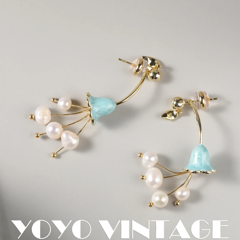 铜合金耳饰 铃兰复古轻奢法国欧美复古风百搭女款设计师耳钉时尚