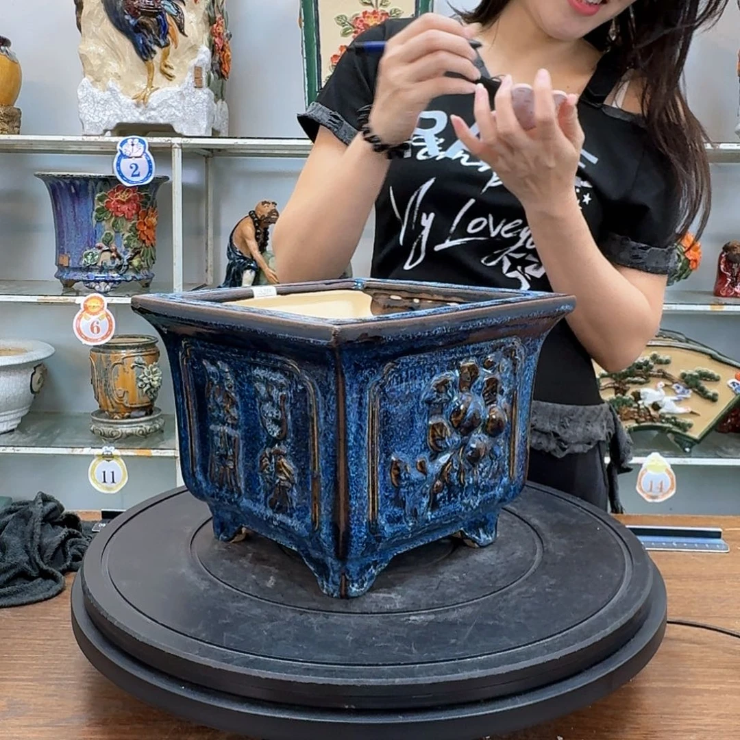 烨***烨无花朵石湾盆80花盆