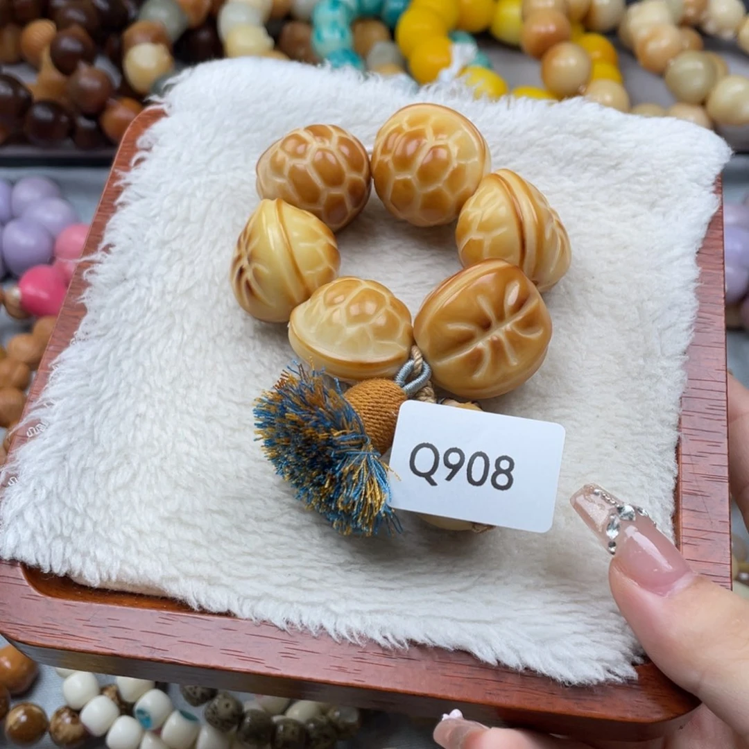 雨***棠菩提根/象牙果手串瑕WQ908富甲手捻22mm一串