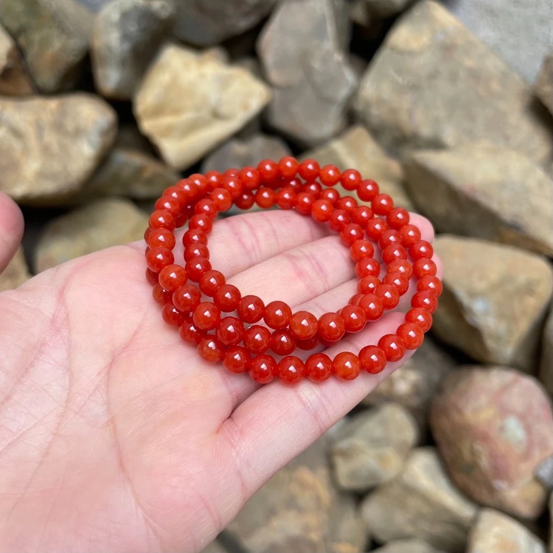 A707精品柿子红单圈6mm手串