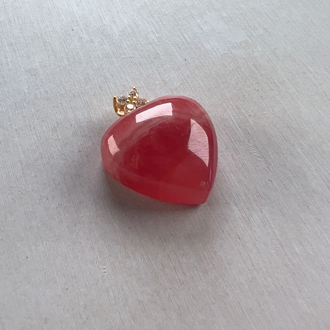 银S925镶嵌菱锰矿（红纹石）吊坠(赠链)