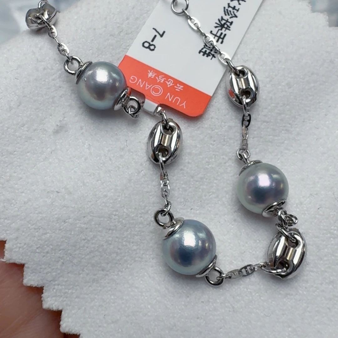 海水珍珠手链银S925镶嵌@@ys312