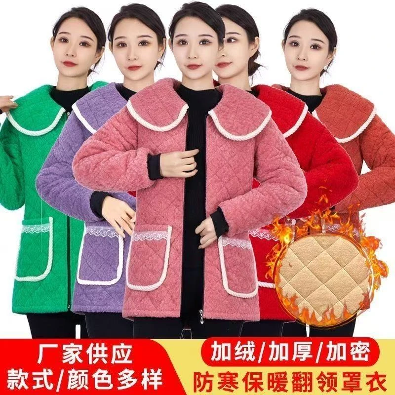 新款罩衣秋冬短款外传棉服加绒加厚冬季宽松