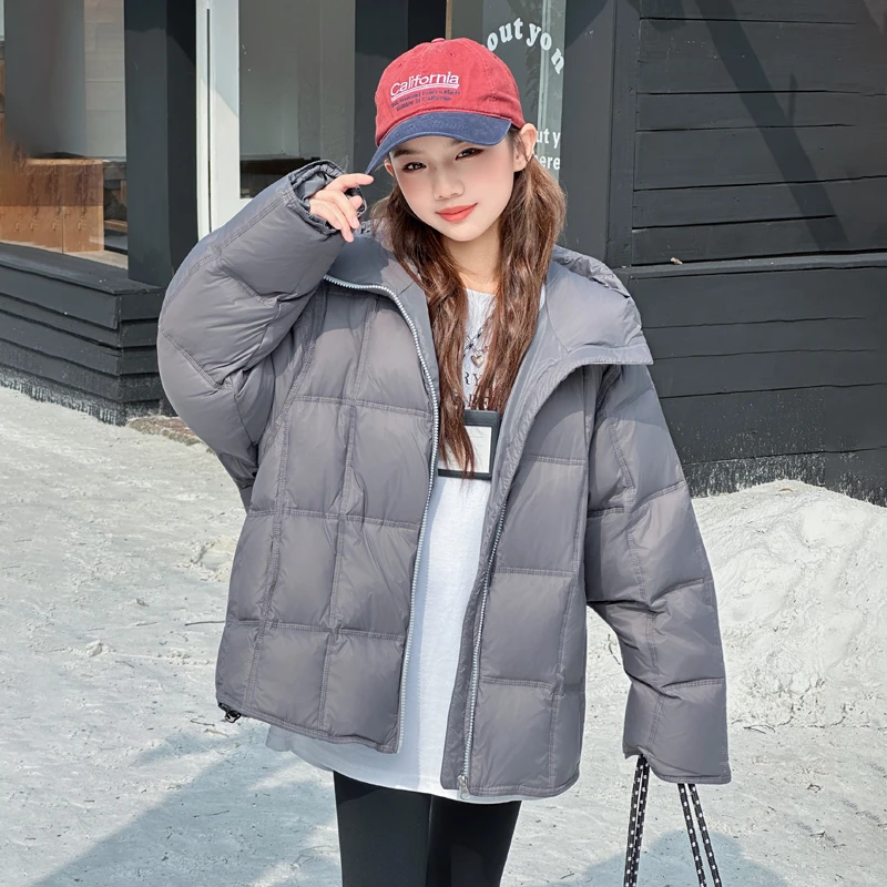 女童羽绒服冬装2025中大童白鸭绒保暖外套加厚冬季儿童短款面包服