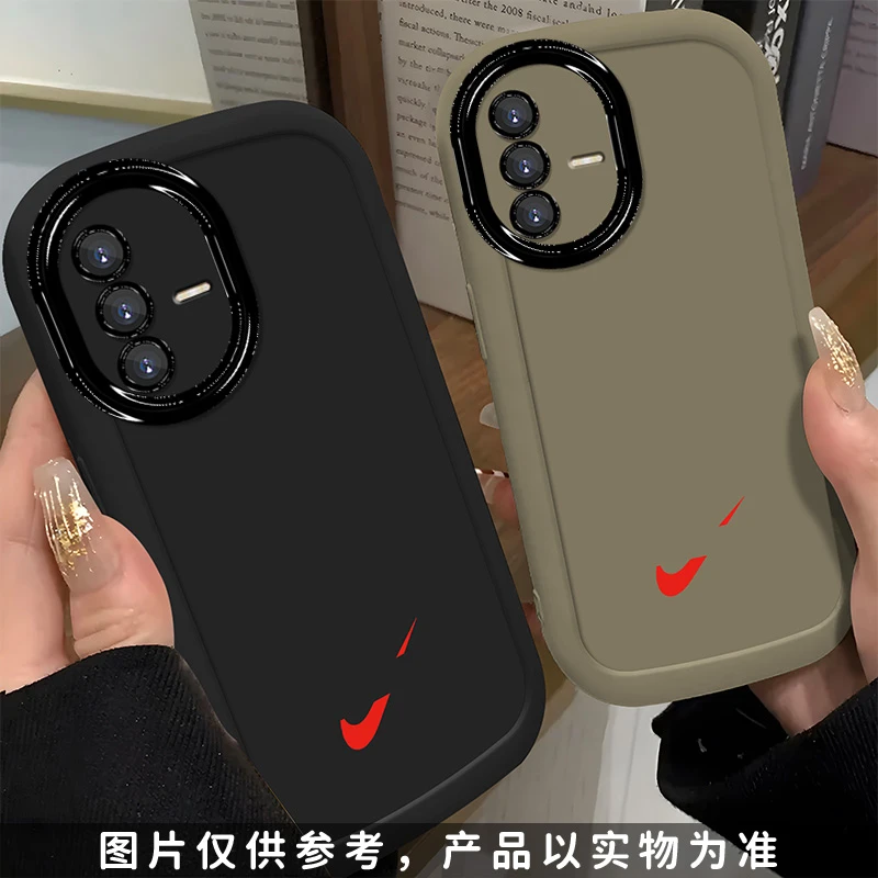 适用于【VIVO】S12简约红色斜钩个性硅胶防摔泡芙手机壳