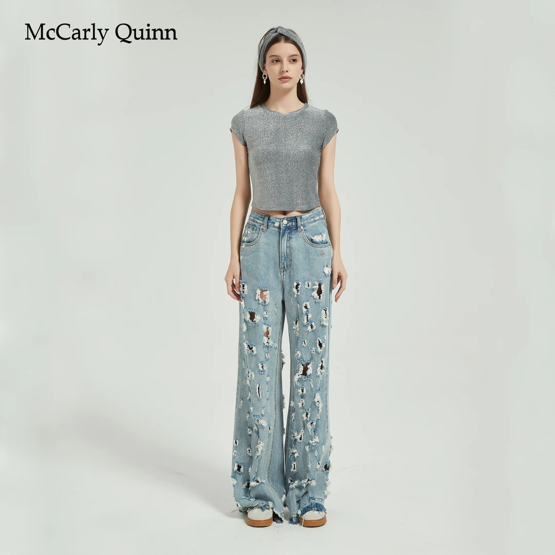 McCarlyQuinn97丹宁系列土耳其进口丹宁全手工破坏牛仔渣渣裤