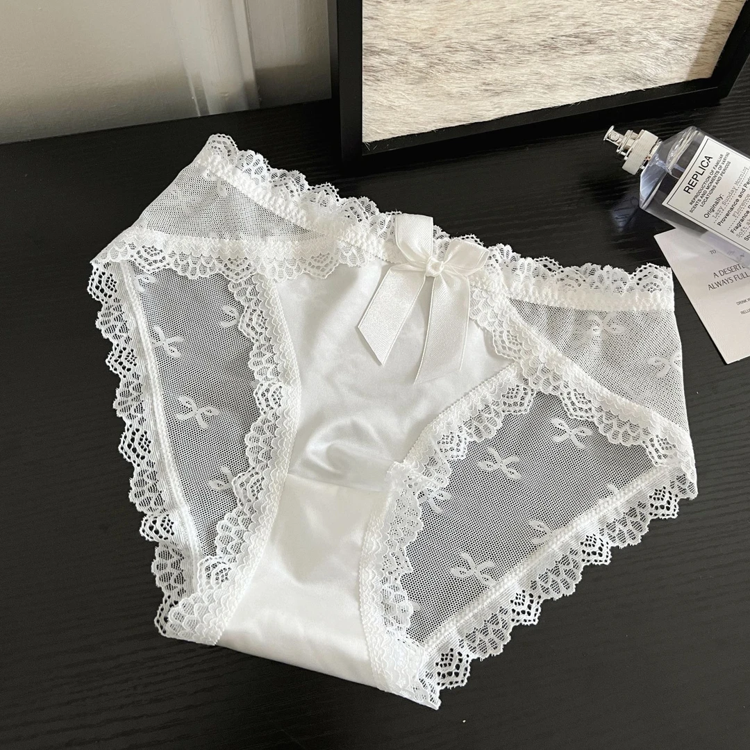 [月光之梦]纯欲少女内裤蝴蝶结蕾丝性感泡泡包臀舒适女士三角裤