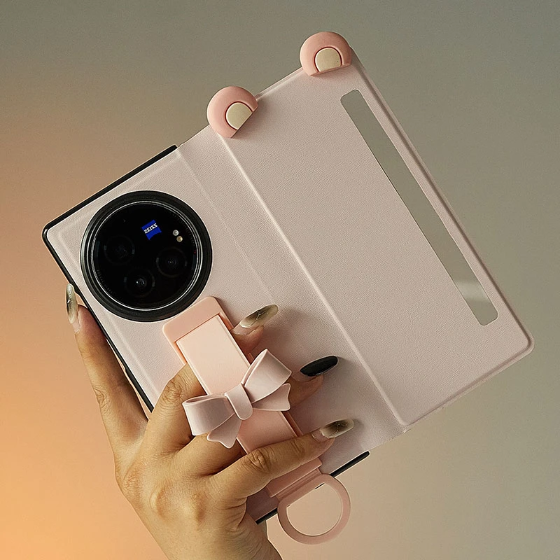 适用vivo x fold3 pro手机壳折叠屏蝴蝶结腕带磁吸翻盖全包保护套