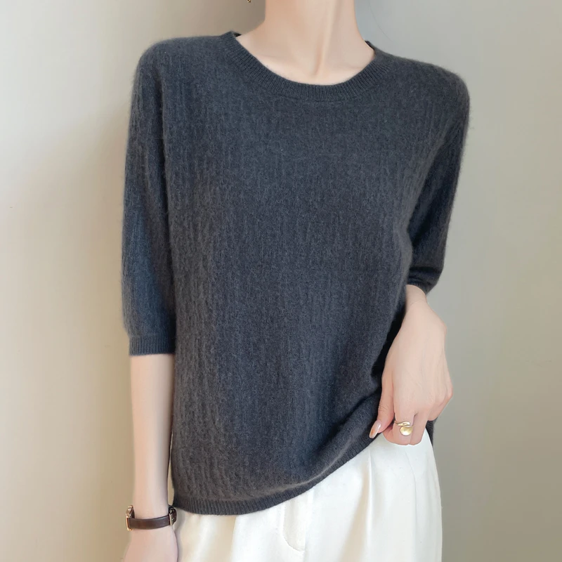 春款上新！100%安迪绒不起球圆领中袖毛衫好穿可机洗 贴身穿很舒服