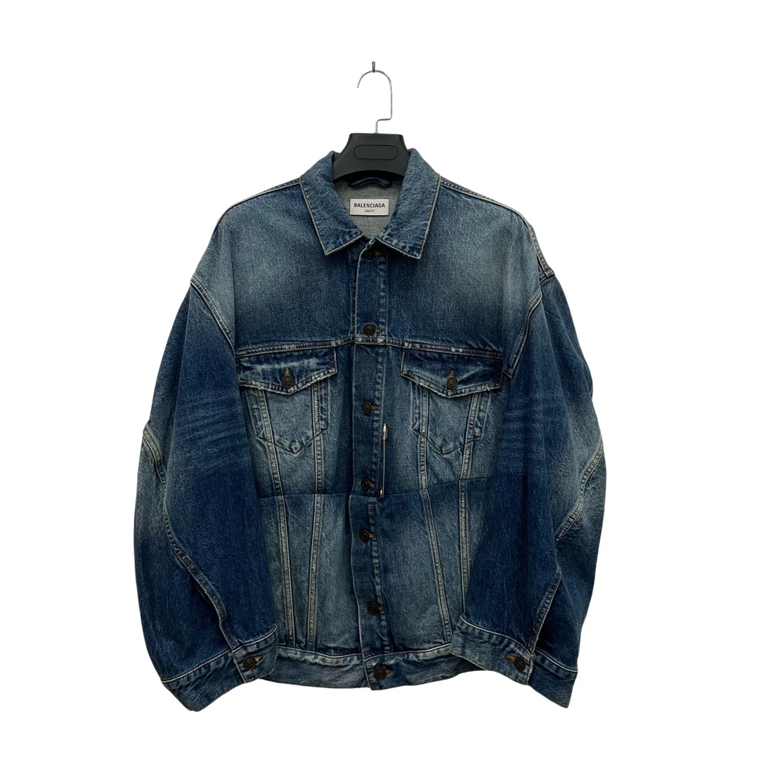 99新 Balenciaga/巴黎世家 蓝色别针字母刺绣牛仔夹克 1码/99新