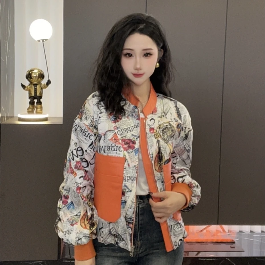 【七月推荐】拼接皮衣公主风重工外套印花-QIYUE -YD507