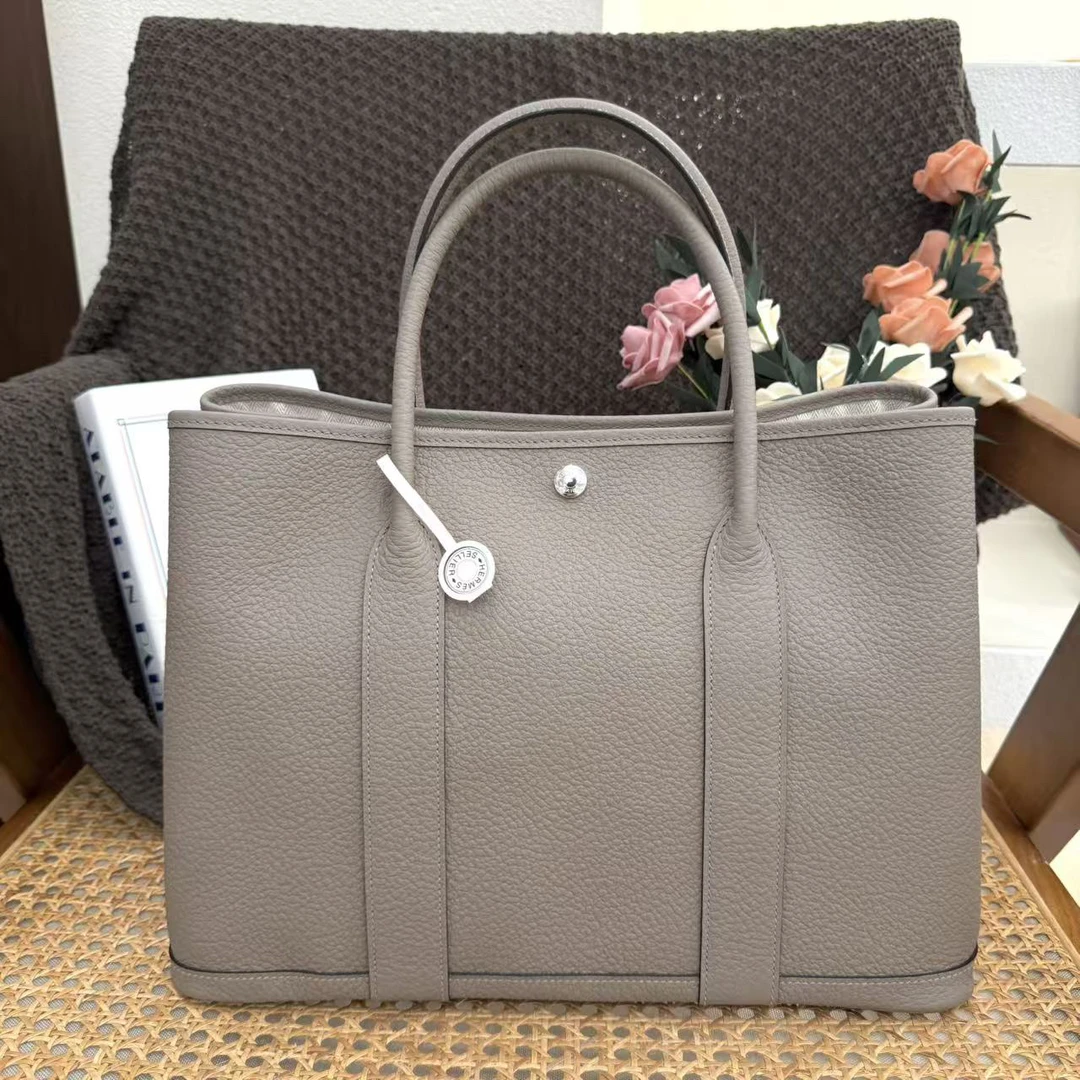 99新 Hermes/爱马仕 Hermes 全新 花园包 36 银河灰 d刻