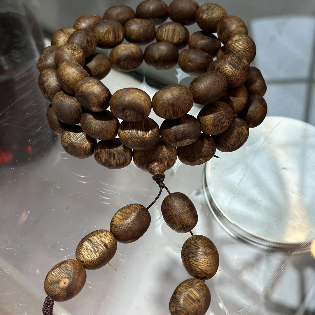 5H天然沉香【海南白棋接口留疤】留疤珠多圈手串多样性发1份