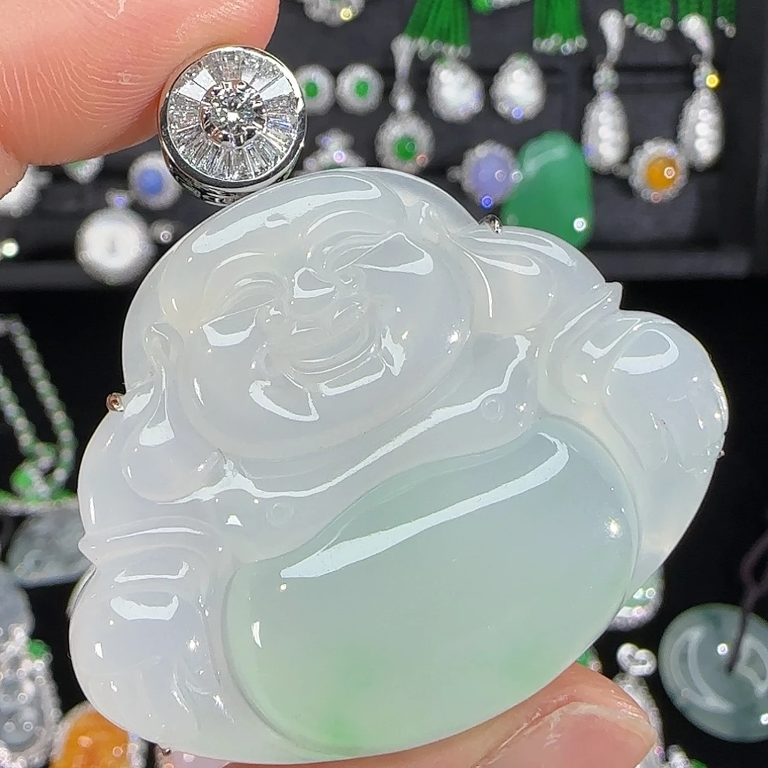 翡翠18K金镶嵌颈饰天然翡翠