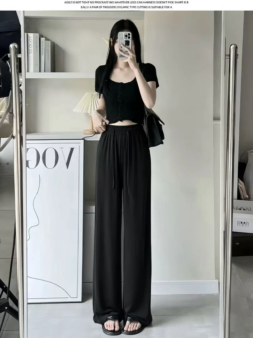 【明星同款】夏季新款防晒裤女夏冰丝垂感透气直筒防晒裤023