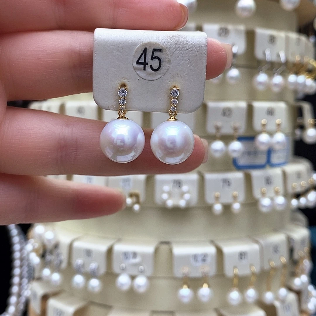 香***珍银S925镶嵌淡水珍珠耳饰