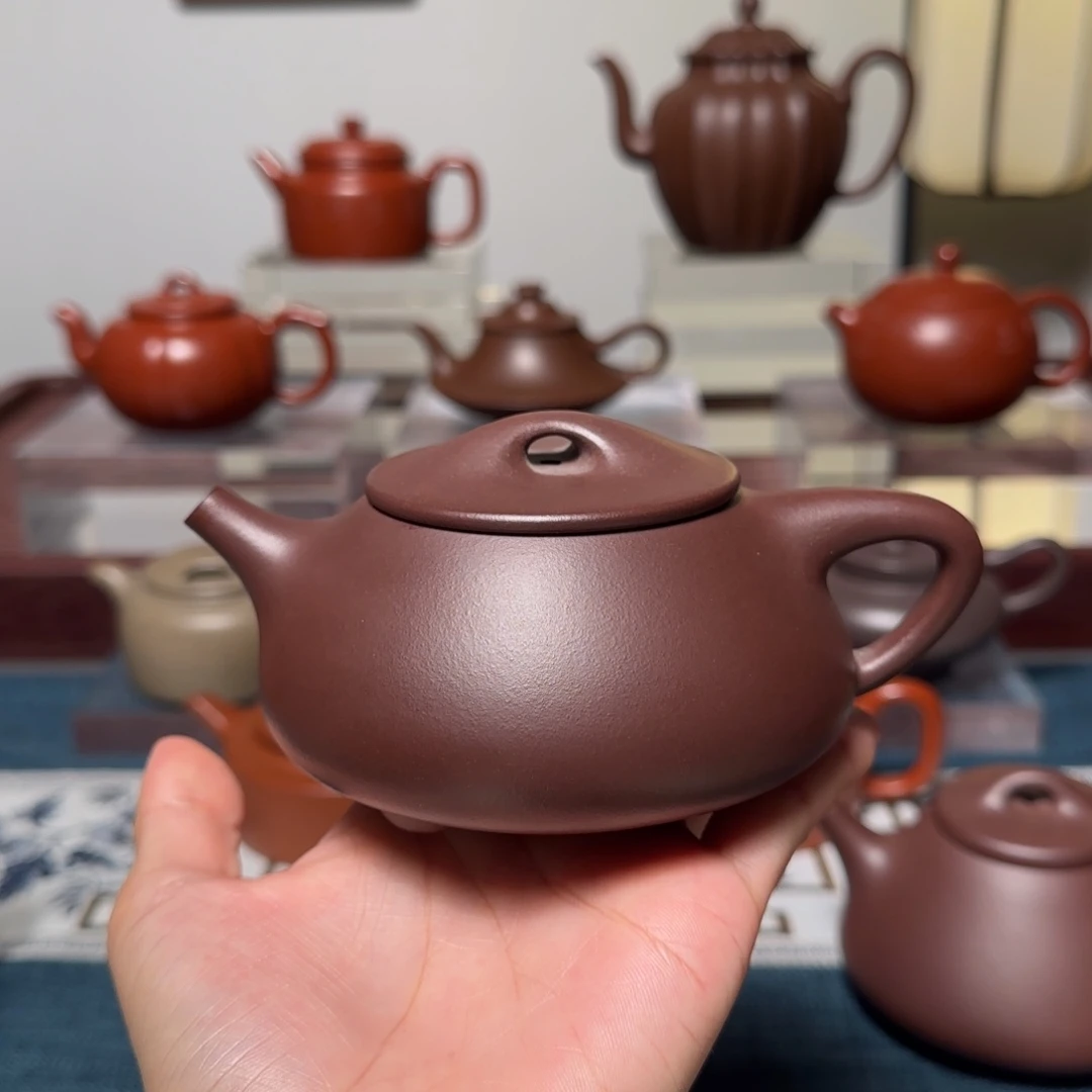 紫砂茶壶景舟石瓢陈腐老紫泥 240cc
