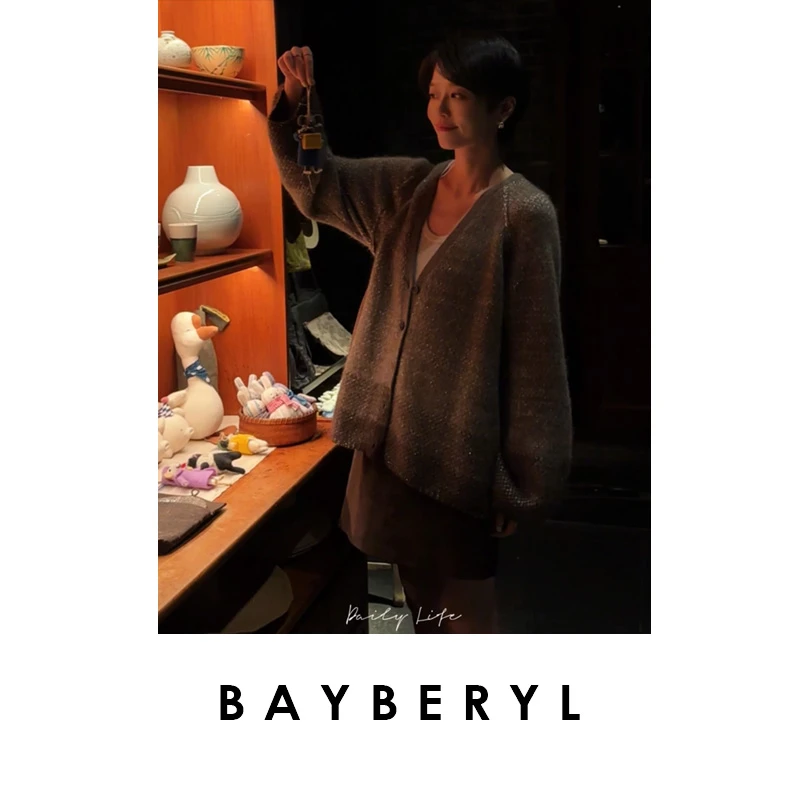 CC12-BAYBERYL老贝鱼子酱*渐变牦牛V领单排扣秋针织开衫ZZS5H1504