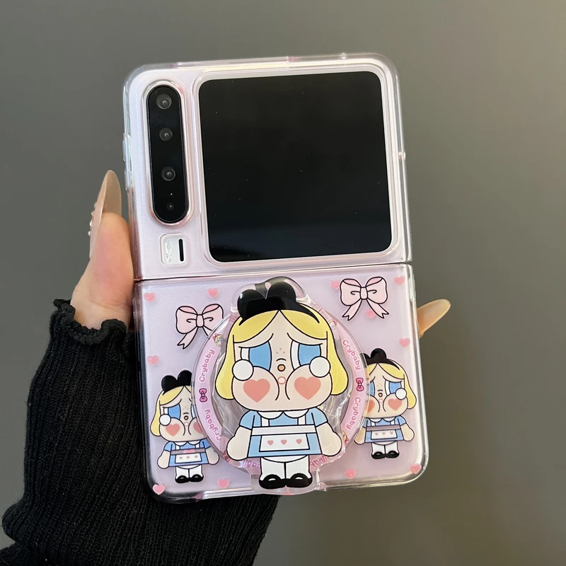 卡通蝴蝶结粉色哭娃适用华为purax典藏版折叠屏手机壳pocket2磁吸