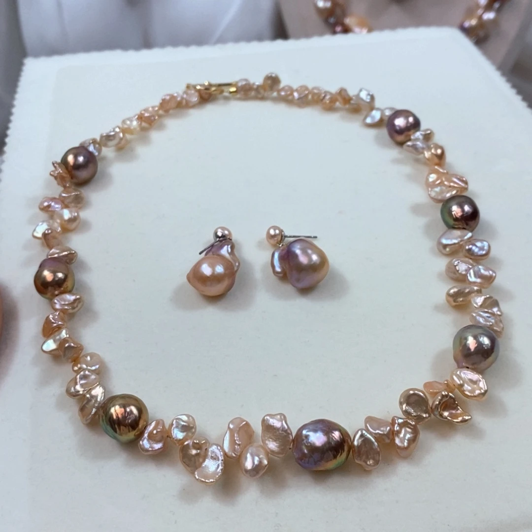 淡水珍珠银S925镶嵌颈饰