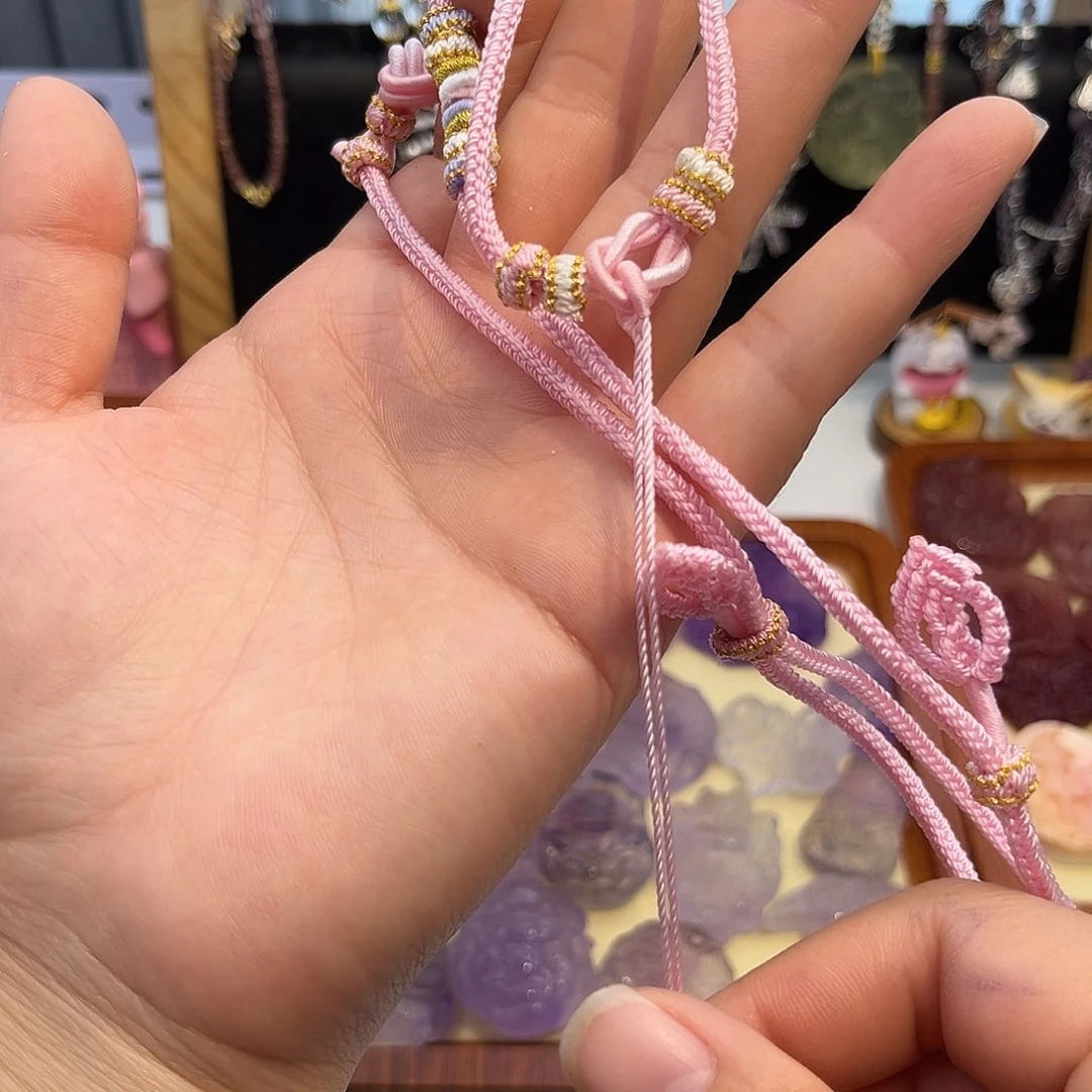 银S925镶嵌颈饰水晶铁***己粉水绳子75