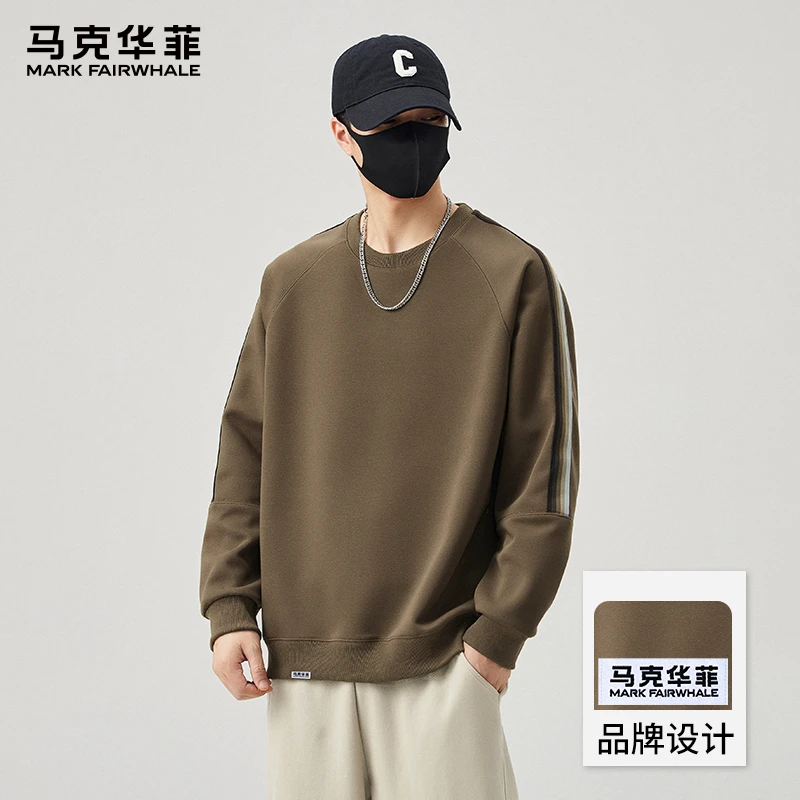 马克华菲潮牌卫衣男士2025新款圆领宽松秋季百搭日常休闲长袖上衣